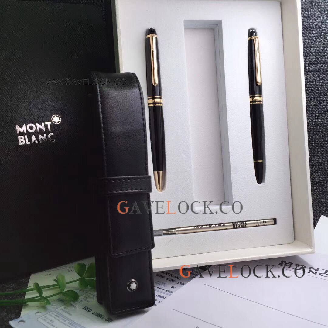 Buy Best Mont Blanc Meisterstuck Black-Gold Ballpoint, Rollerball, Refill and Pen Pouch Set Buy Best Mont Blanc Meisterstuck Black-Gold Ballpoint, Rollerball, Refill and Pen Pouch Set